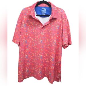 Birdie Bound 2XL Bright Geometric Golf Polo Shirt Stretch Performance Shirt Golf